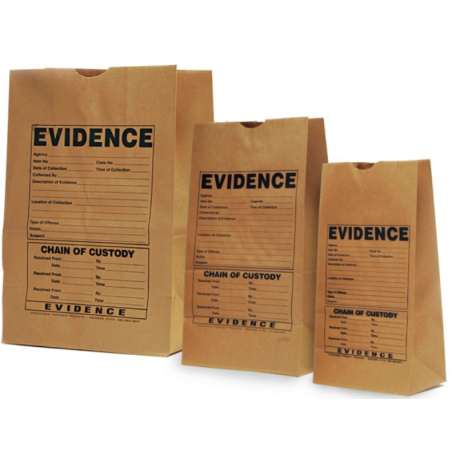 Sac kraft "EVIDENCE" 18 x10 x 34 cm / 100