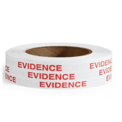 Adhésif blanc lettres rouges "Do Not Open - EVIDENCE"