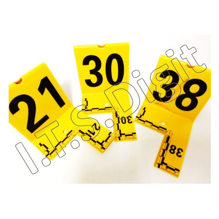 Plot marquage Jaune 8x8 cm perce-equerre graduee 6 cm x2 / 61-80