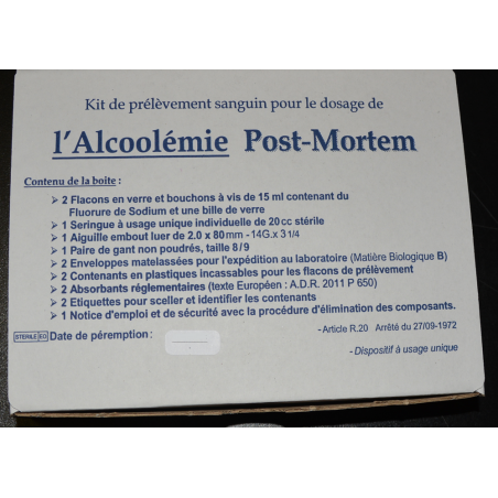 Kit de prelevement sanguin POST MORTEM - Alcoolemie