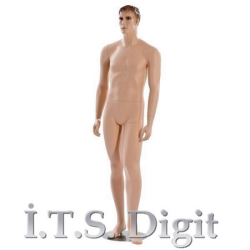 Mannequin homme plastique chair cheveux sculptes 184 cm