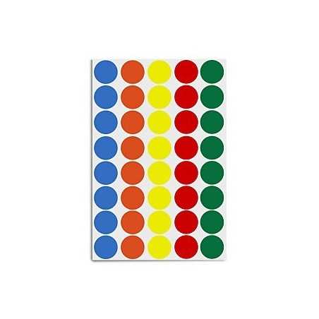 Adhesif pastille ronde differentes couleurs Diam. 8 mm / 385 pieces