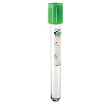 Tube sous vide 10 Ml bouchon Vert sous Heparine de Lithium
