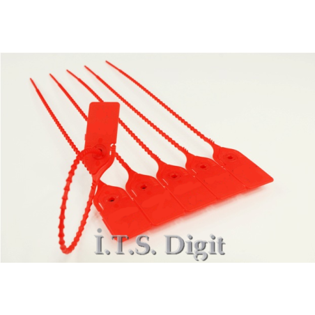 Bande a sceller polypropylene Rouge L.385 mm (ecriture 21x43 mm) /100