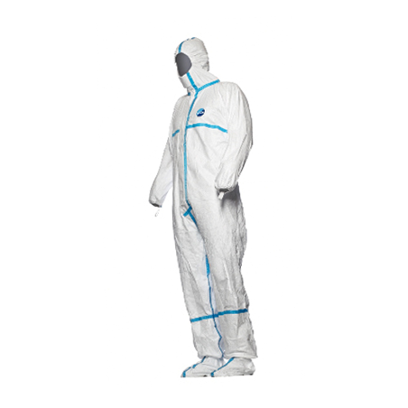 Combinaison Tyvek blanche (bande bleu surbotte et capuche) / L