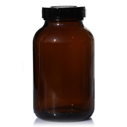 Flacon verre ambre 1000 Ml avec bouchon et fermeture large / 10