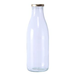Flacon verre 1 litre avec bouchon (ouverture 3.5 cm)