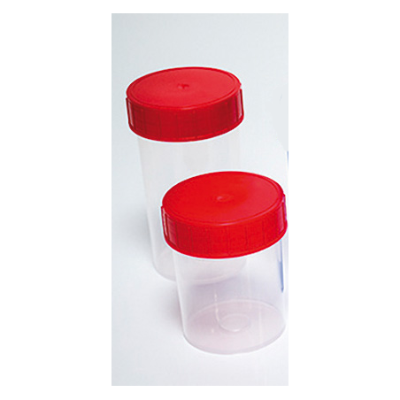 Pilulier PP vissant rouge droit (125 ml - H74 mm - D.52 mm)