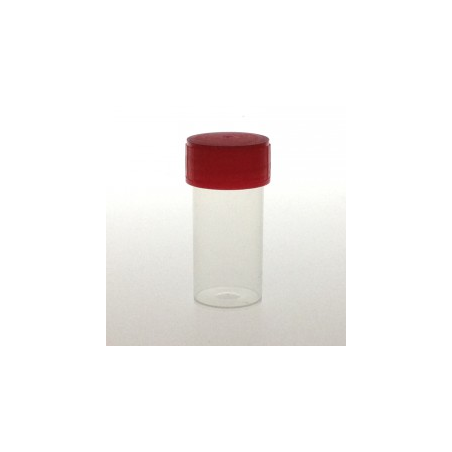 Pilulier PS vissant rouge aseptique (V39 ml-H70 mm-D30 mm)