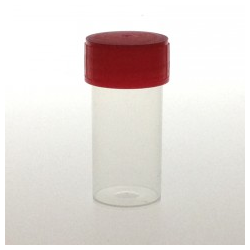Pilulier PS vissant rouge aseptique (V53 ml-H70 mm-D30 mm)