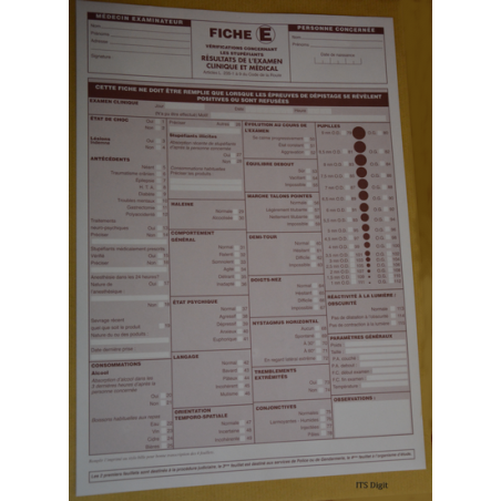 Fiche "E" Resultats de l' Examen Clinique et Medical