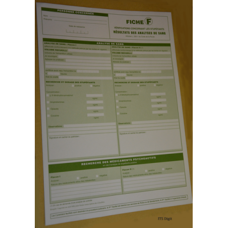 Fiche "F" Resultats des Analyses de Sang