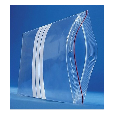 Sac plastique 3 bandes blanches ZIP (60micron - 60x80 mm) / 100