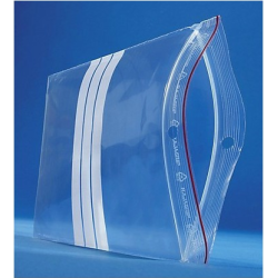 Sac plastique 3 bandes blanches ZIP (60micron - 160x220 mm) / 50