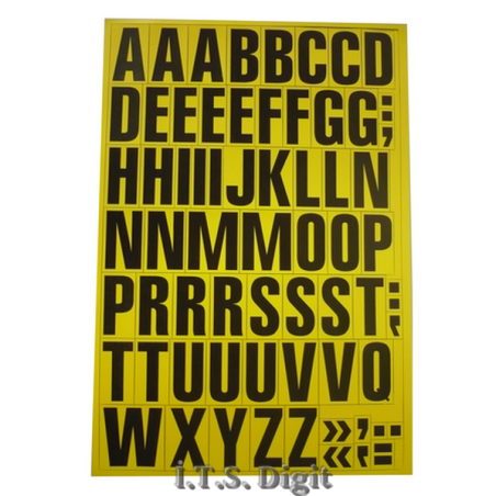 Lot de 55 lettres et 13 signes magnetiques H.38 mm - Jaune